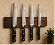 Elegant walnut magnetic knife holder